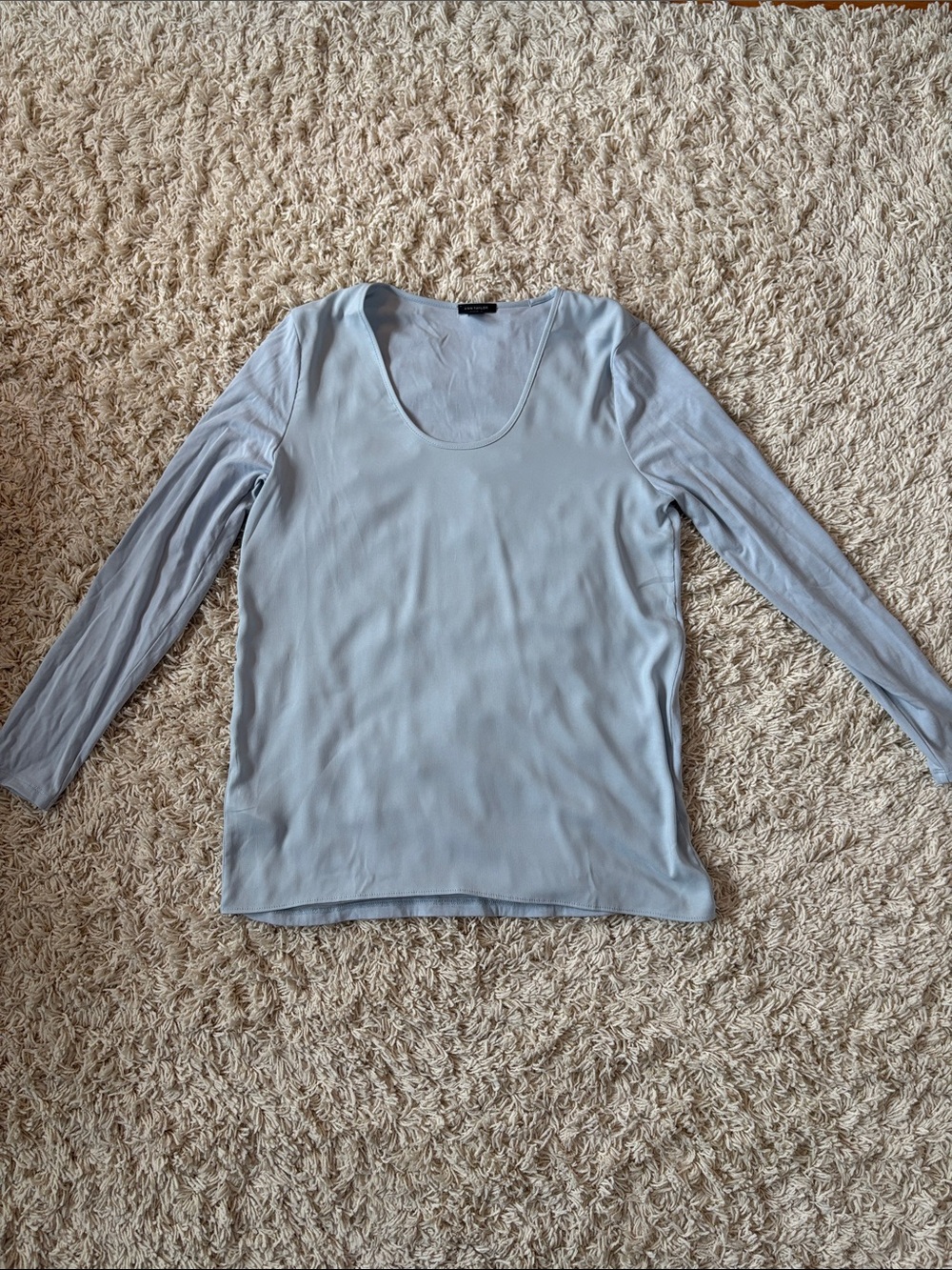 Ann Taylor Pale Blue Scoop Neck Long Sleeve Top